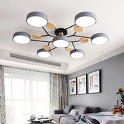 plafonnier led moderne bois gris blanc branches minimaliste chambre salon