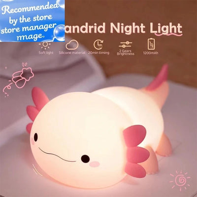 Lampe de chevet axolotl en silicone blanc