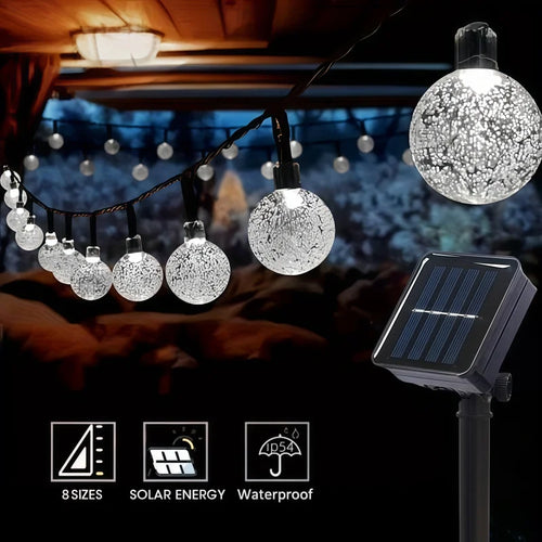 guirlande lumineuse solaire extérieur boules translucides décorative jardin terrasse étanche led blanc chaud