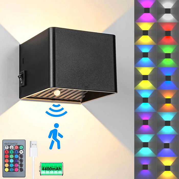 Applique murale LED noire avec télécommande RGB