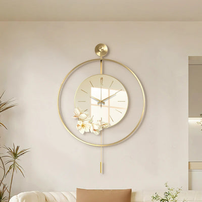 Horloge murale scandinave fleurs fraîches noire