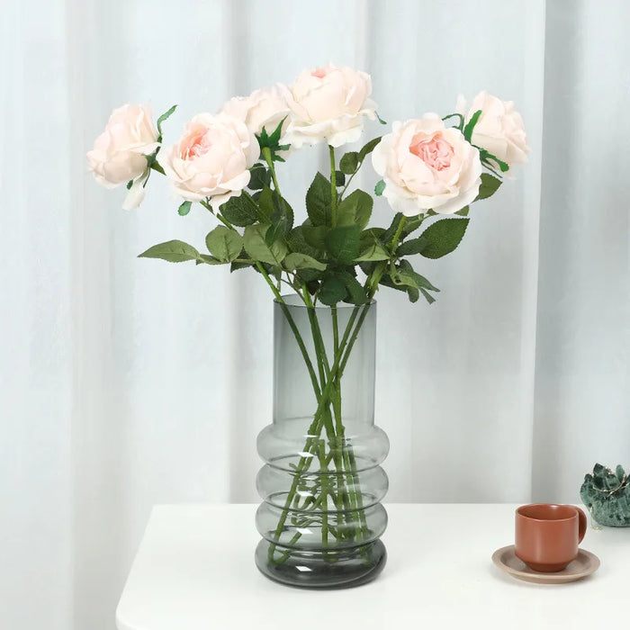 Bouquet de 2 roses Austin artificielles haut de gamme blanc lait