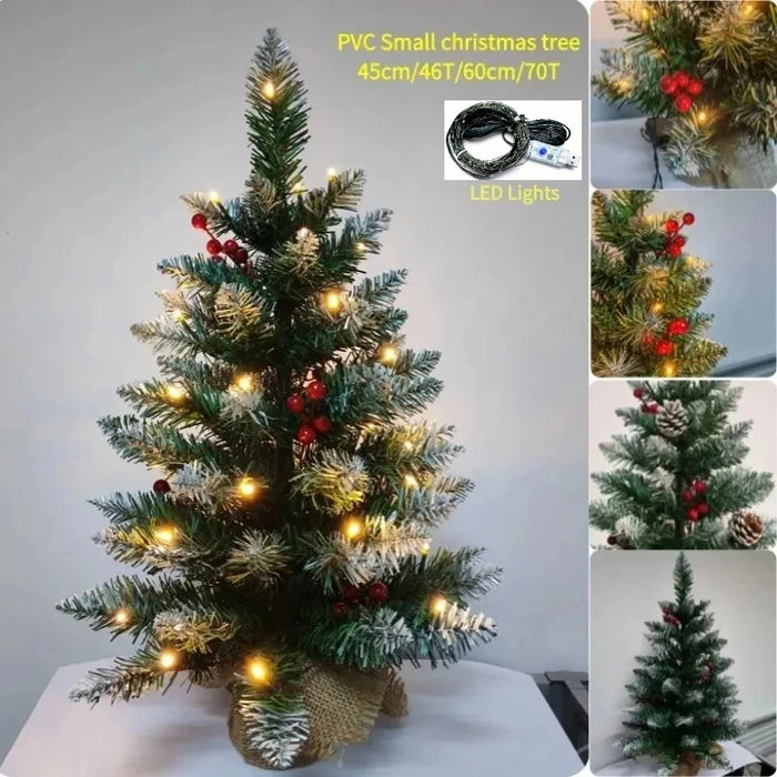 Sapin de Noël artificiel 45cm avec lumières et décorations floquées