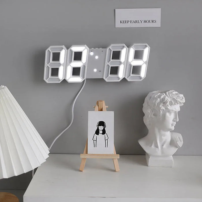 Horloge murale numérique LED 3D avec affichage en temps réel