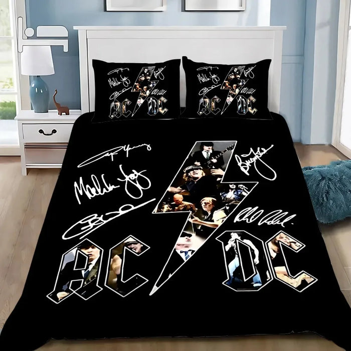 Housse de couette 140x200 garcon motif AC/DC rock noir