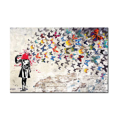 tableau peinture toile fleurs abstraites multicolores décoration murale moderne salon chambre enfant cadre noir