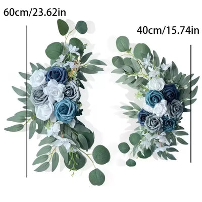décoration mariage boho panneau bienvenue fleurs artificielles eucalyptus bois texturéextérieur