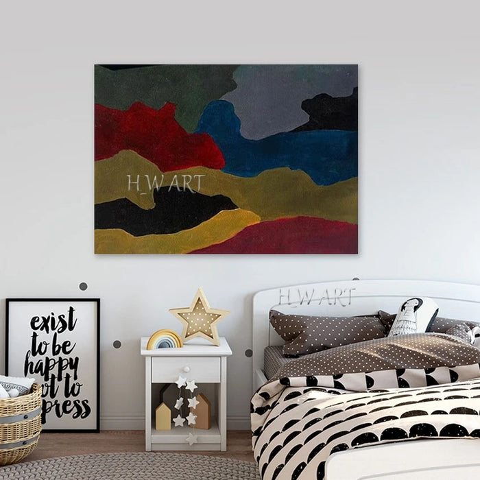Peinture murale abstraite jaune pour chambre de bébé sur toile texturée