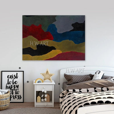 Peinture murale abstraite jaune pour chambre de bébé sur toile texturée