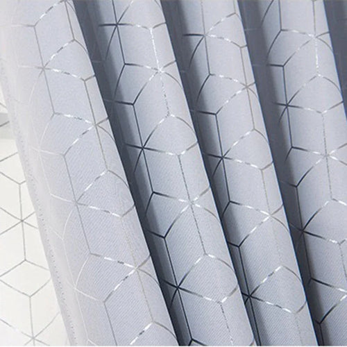 rideau occultant polyester motif hexagone gris clair moderne chambre salon