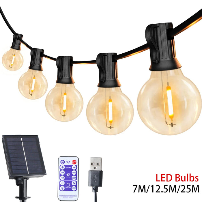 guirlande lumineuse solaire led transparente moderne 10m 21 ampoules clips extérieure jardin fête noël