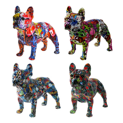 Statue de bouledogue français en résine colorée - Décoration moderne pour intérieur