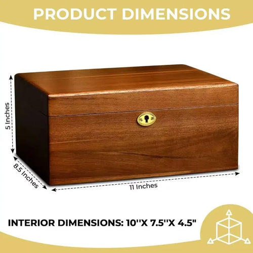 boîte rangement bijoux bois marron clair serrure charnières classique intérieur grain bois opaque femmes
