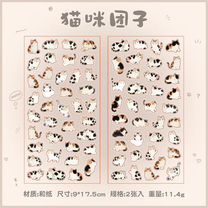 stickers multicolores chatons mignons transparents adhésifs décoratifs bricolage journal artisanal variés positions