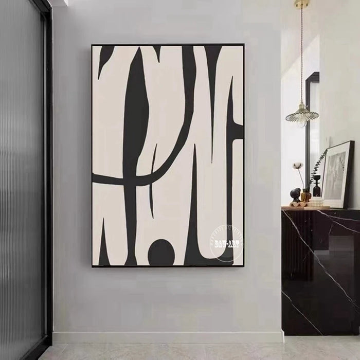 Tableau d'art mural abstrait peint à la main en blanc et gris pour salon