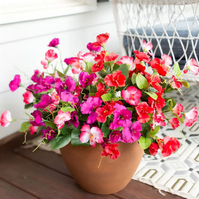 Bouquet d'hibiscus en soie beige pour jardinière extérieure
