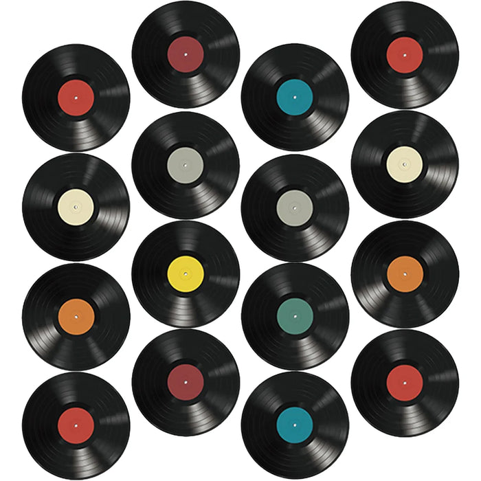 Disques muraux en vinyle PVC noir sur un mur de salon moderne