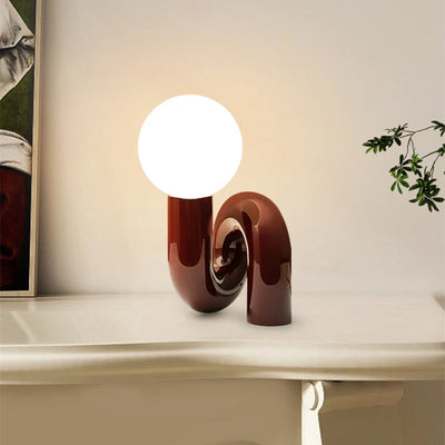 Lampe de chevet rouge design moderne en résine et verre dépoli