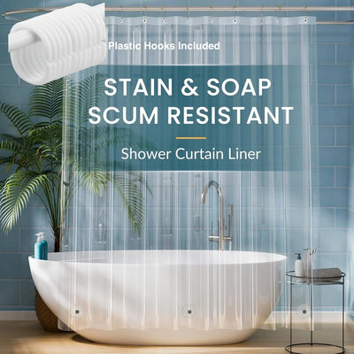Rideau de douche transparent avec aimants inférieurs en blanc