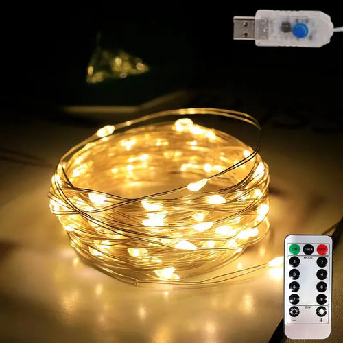 guirlande lumineuse led fil cuivre blanc chaud usb telecommande decoration interieur mariage noel maison