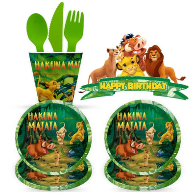 Kit décoration anniversaire roi lion avec assiettes et gobelets
