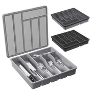 organisateur couverts tiroir compartiments gris argenté moderne minimaliste