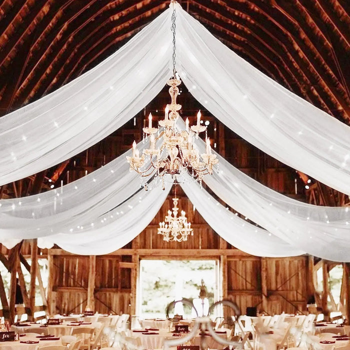 Rideau de plafond blanc transparent suspendu pour décoration de mariage