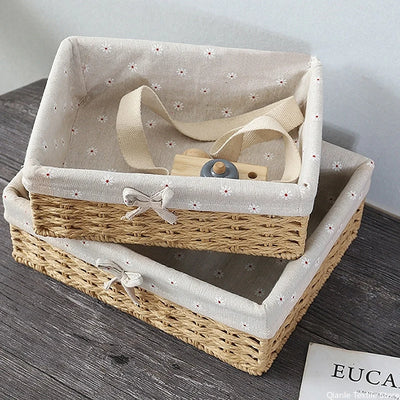 Panier de rangement tissé en corde de papier pour salle de bain - Vue de face