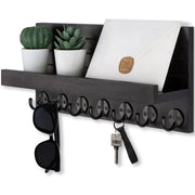 Porte-clé mural en bois avec 7 crochets robustes pour lunettes, laisse et courrier - Accroche clé mural