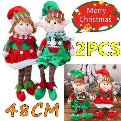 Lutin de Noël en peluche olive 48 cm