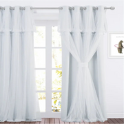 rideau blanc semi transparent double couche franges modernes occlusif tringle chambre salon