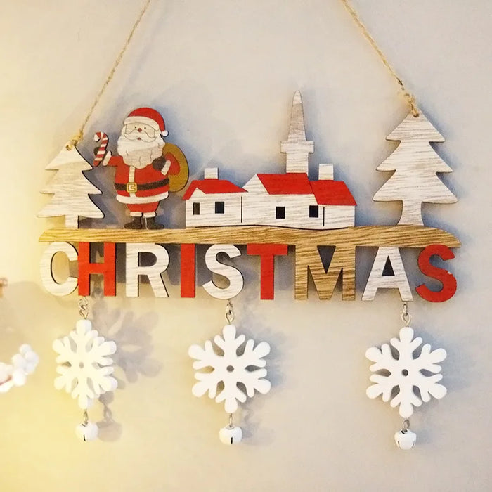 Décoration murale de porte en bois pour Noël avec ornements de Père Noël