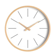 horloge murale bois clair minimaliste 30 cm cadran blanc aiguilles bois