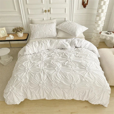 Housse de couette plissée effet 3D sur lit double