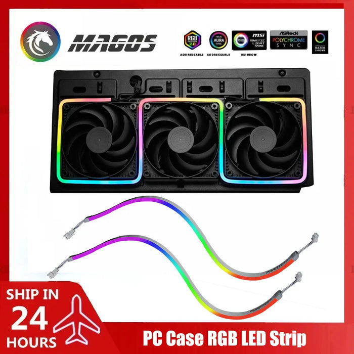 Bande LED RGB Neon noire allumée dans un boîtier PC