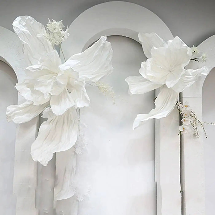 Grande fleur iris en papier blanc XXL décoration anniversaire
