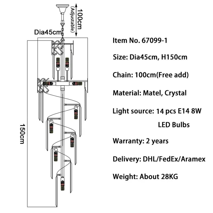 lustre moderne élégant doré transparent pendeloques bandes rondes dimmable lumière froide chaude