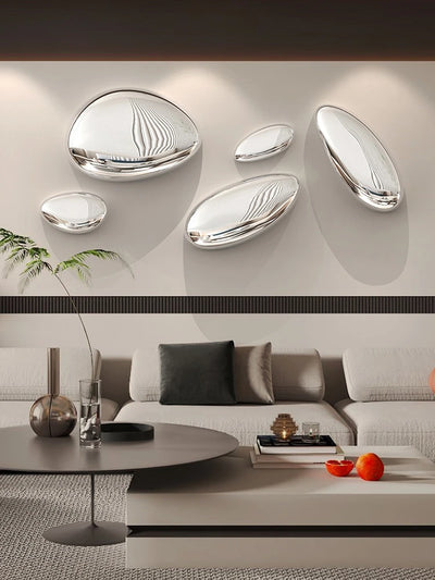 Décoration murale moderne en acier inoxydable avec motif d'oie en pierre vue de face