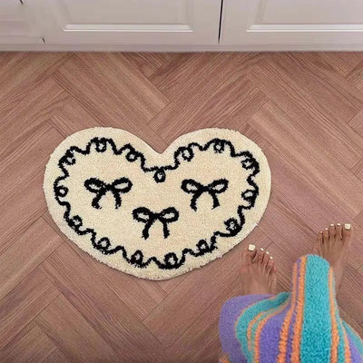 Tapis cœur coréen blanc antidérapant pour dressing