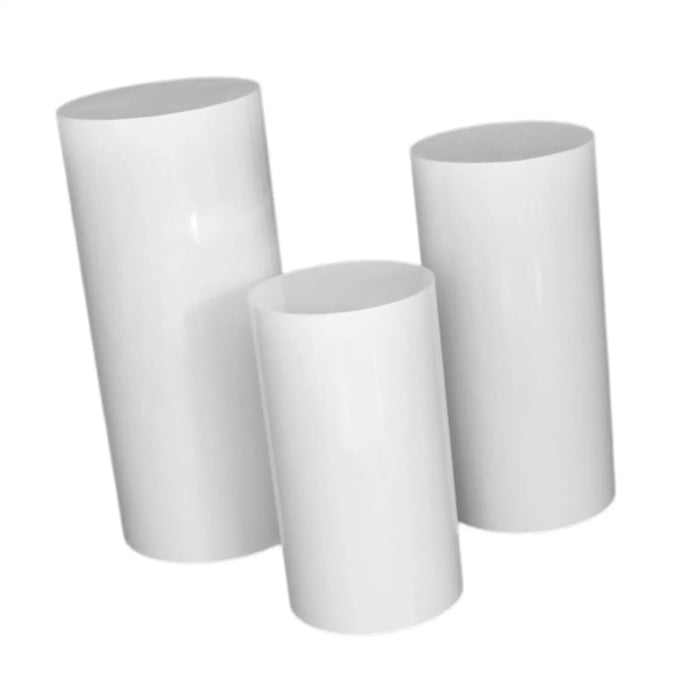 support présentation blanc moderne socle cylindrique pvc lisse mariage anniversaire décoration table gâteau