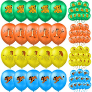 ballons latex fête anniversaire roi lion simba timon hyènes couleurs vert orange jaune bleu