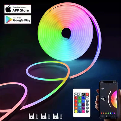 Ruban LED néon connecté RGB flexible étanche IP68