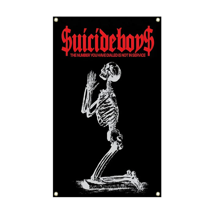 affiche murale graphique squelette suicideboys numéro non service noir blanc clips métalliques