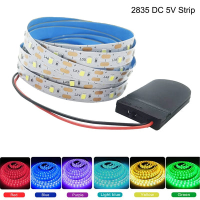 Bande lumineuse LED flexible à piles boutons blanc chaud