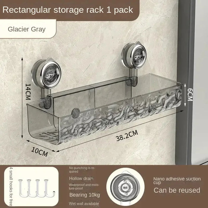 étagère salle bain transparente marbrée moderne ventouse étagères 10 compartiments