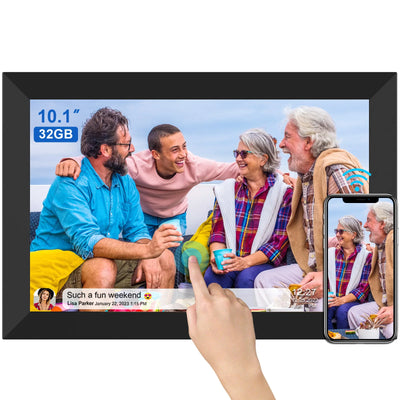 Cadre photo numérique WiFi noir sur table