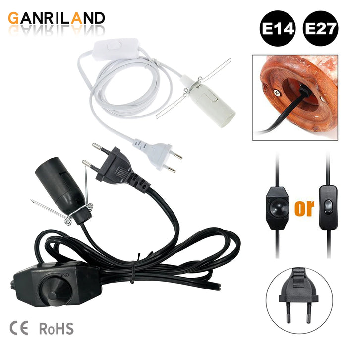 câble électrique vintage ampoule e14 e27 noir blanc douille socket interrupteur variateur 1mètre