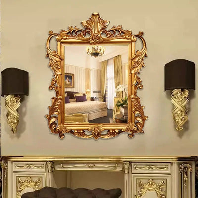Grand miroir mural design nordique avec macramé antique en couleur bronze