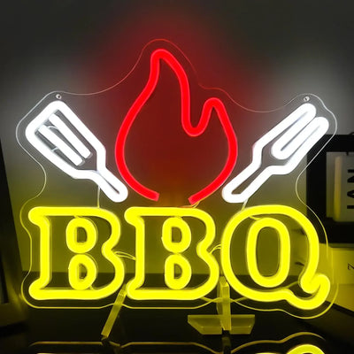 Enseigne lumineuse au néon LED pour décoration murale ambiance barbecue