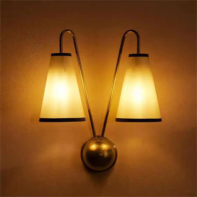Applique murale LED double tête en cuivre avec abat-jour tissu noir